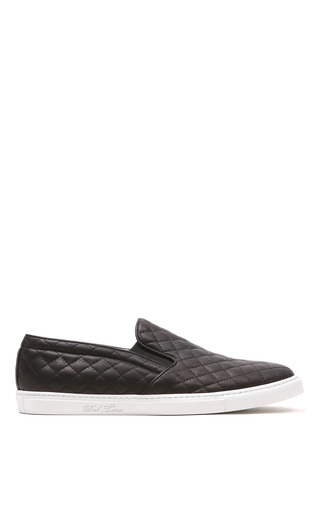 Black Quilted Leather Slip On Sneaker With White Sole | Moda Operandi