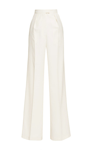 Lydia Cream Wide Leg Wool Pant by Vilshenko | Moda Operandi