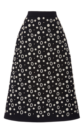 Osman Techno Cotton Midi Skirt in Black and White by | Moda Operandi