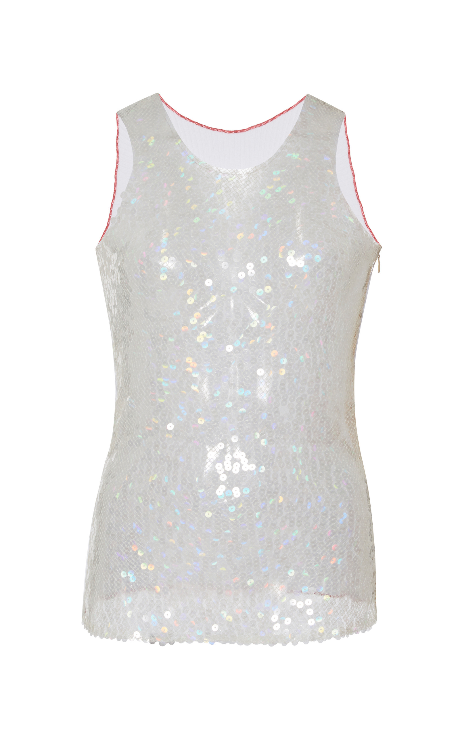 white sequin tank top