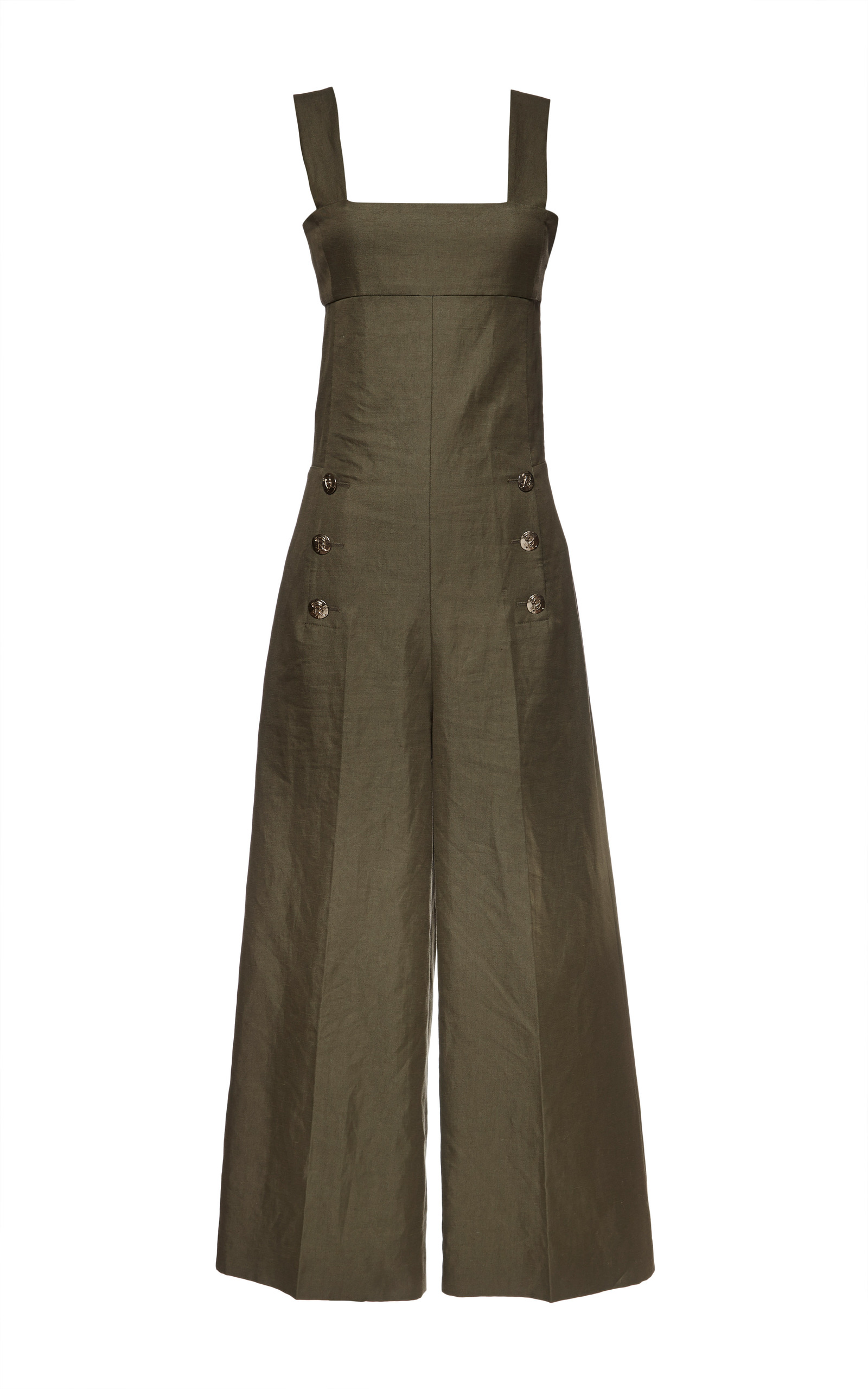 linen khaki jumpsuit