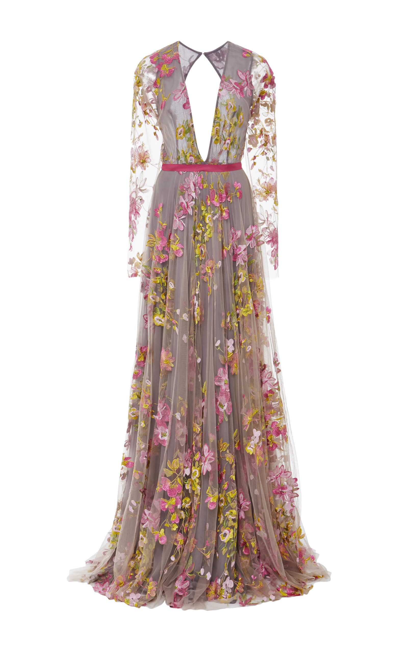 floral embroidered long dress