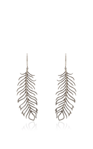 Diamond Feather Earrings by Rosa de la Cruz | Moda Operandi
