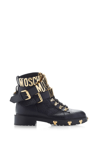 Logo Belts Boots Black by Moschino | Moda Operandi