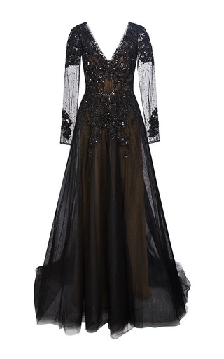 Re-Embroidered A-Line Tulle Gown by Marchesa | Moda Operandi