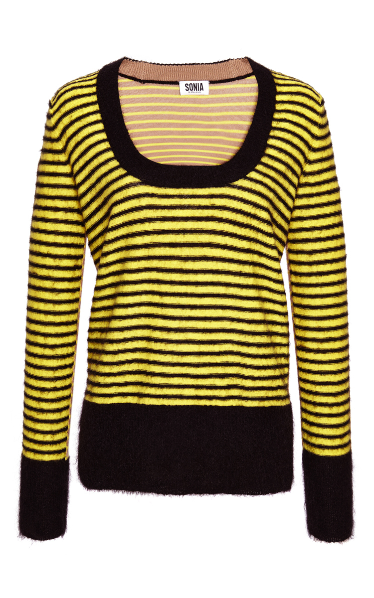 Yellow Wool And Mohair Striped Sweater By Sonia By Sonia Rykiel