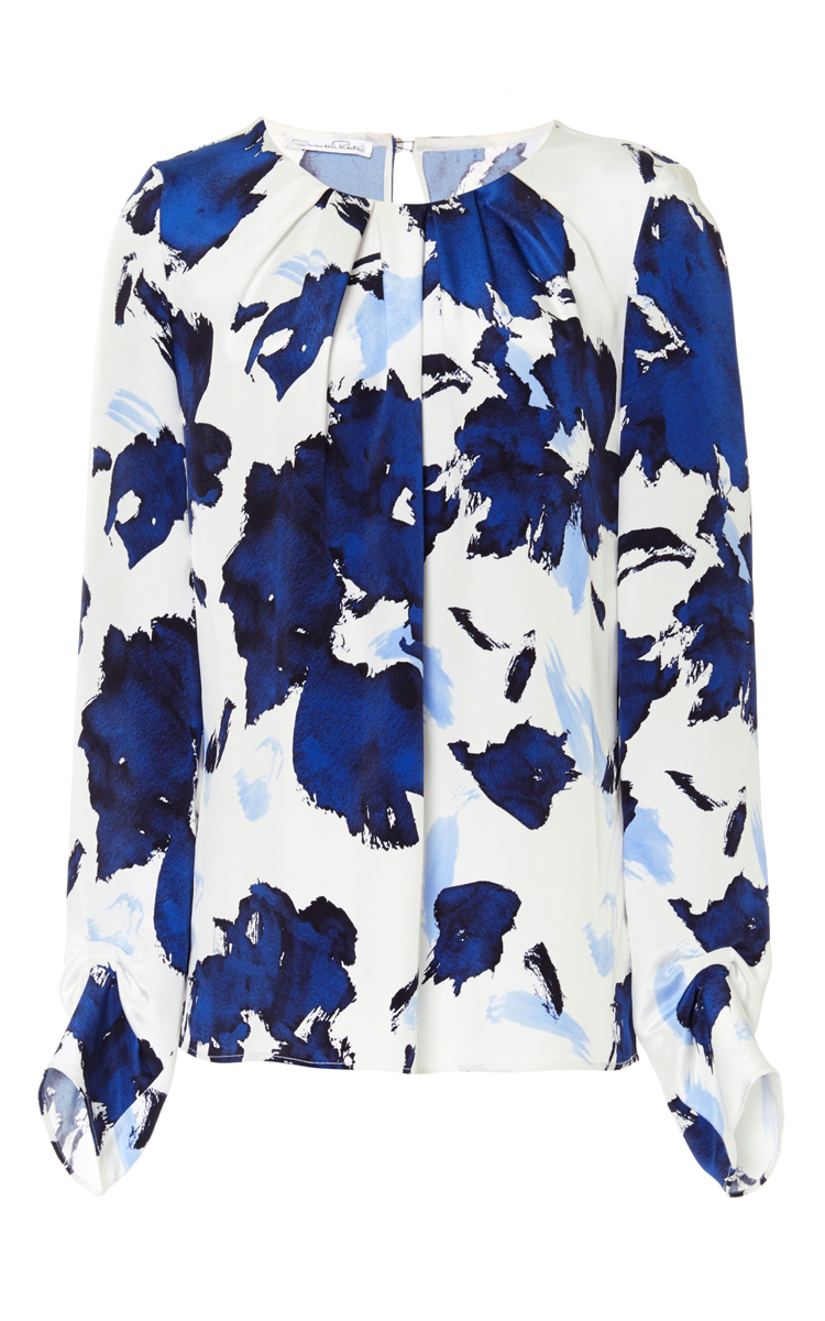 Silk Printed Long Sleeved Blouse by Oscar de la Renta | Moda Operandi