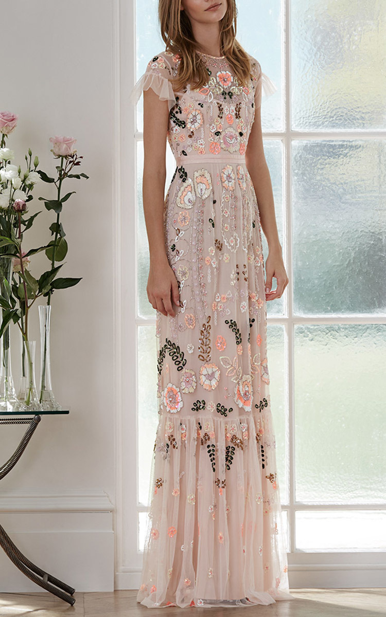 needle and thread tiered floral maxi dress