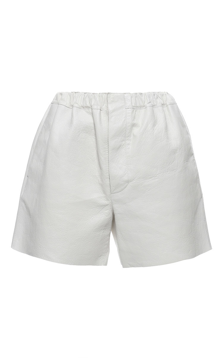 white leather shorts