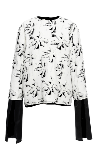 Elongated Sleeves Printed Crew Neck Blouse by Marni | Moda Operandi