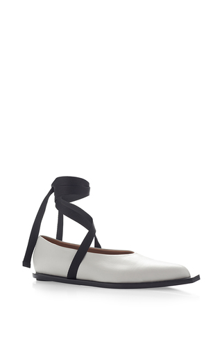 Natural Grey Wrap Around Ballet Flats by Marni | Moda Operandi