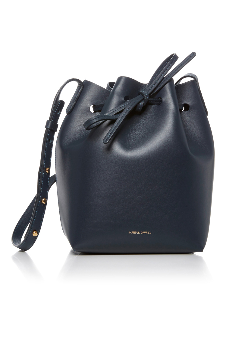 navy blue bucket bag