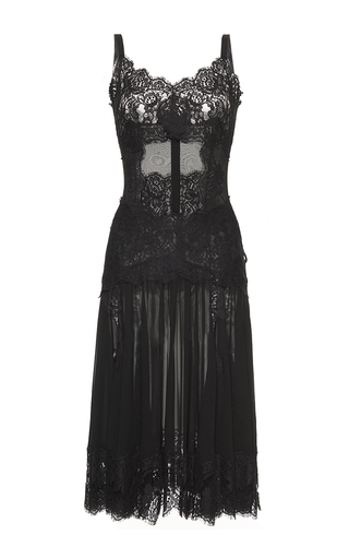 Chantilly Lace Trimmed Charmeuse Slip Dress by Dolce | Moda Operandi