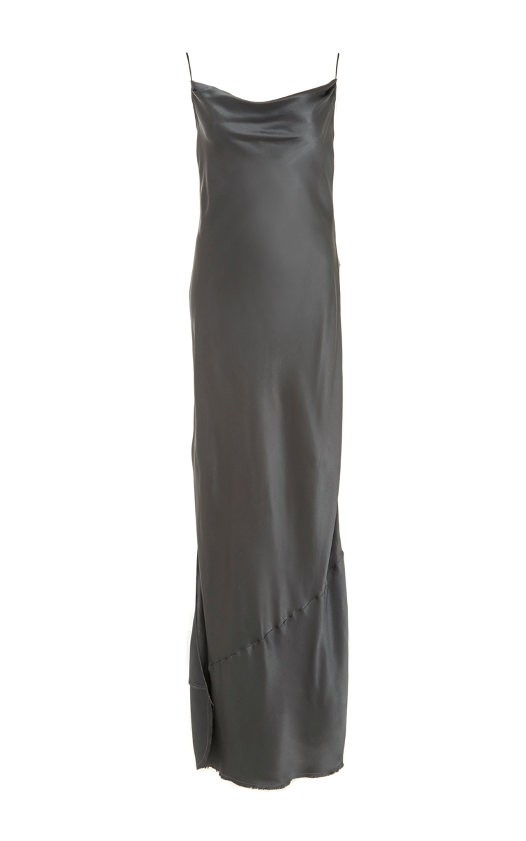 dark grey silk dress