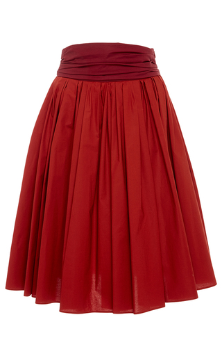 Cotton Poplin Full Skirt with Pockets and Ruched | Moda Operandi