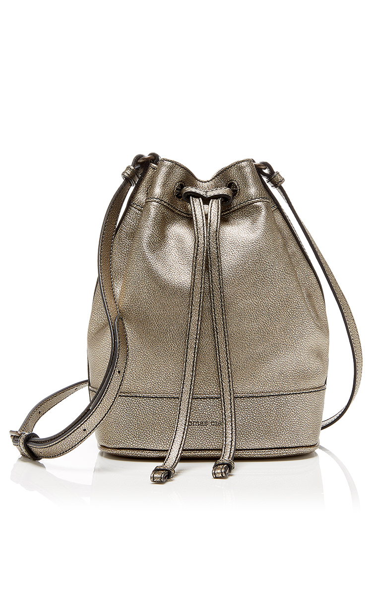 metallic bucket bag