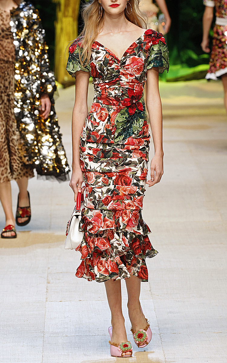 dolce and gabbana red rose dress