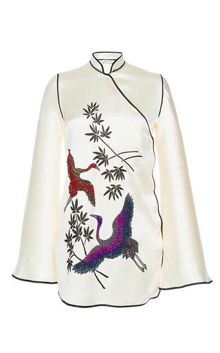 Elena Silk Kimono Dress With Embroideries by The | Moda Operandi