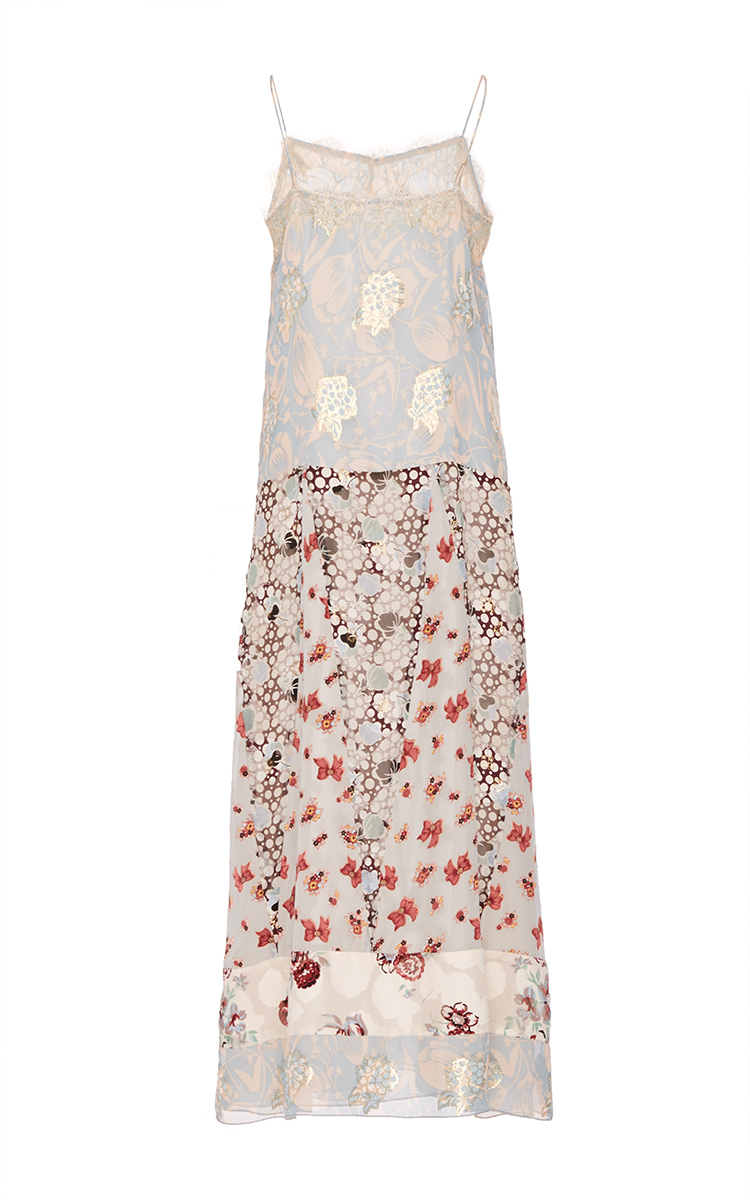 Tiptoe Through The Tulips Metallic Maxi Slip Dress By Anna Sui