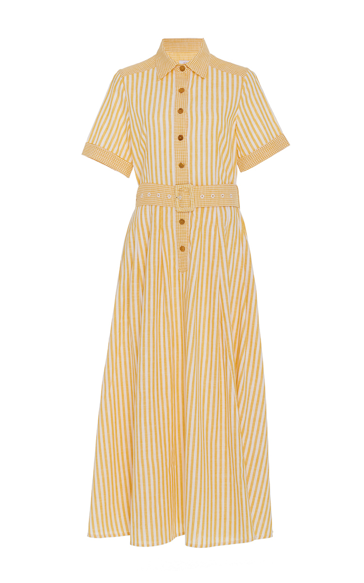 yellow striped shirt dress