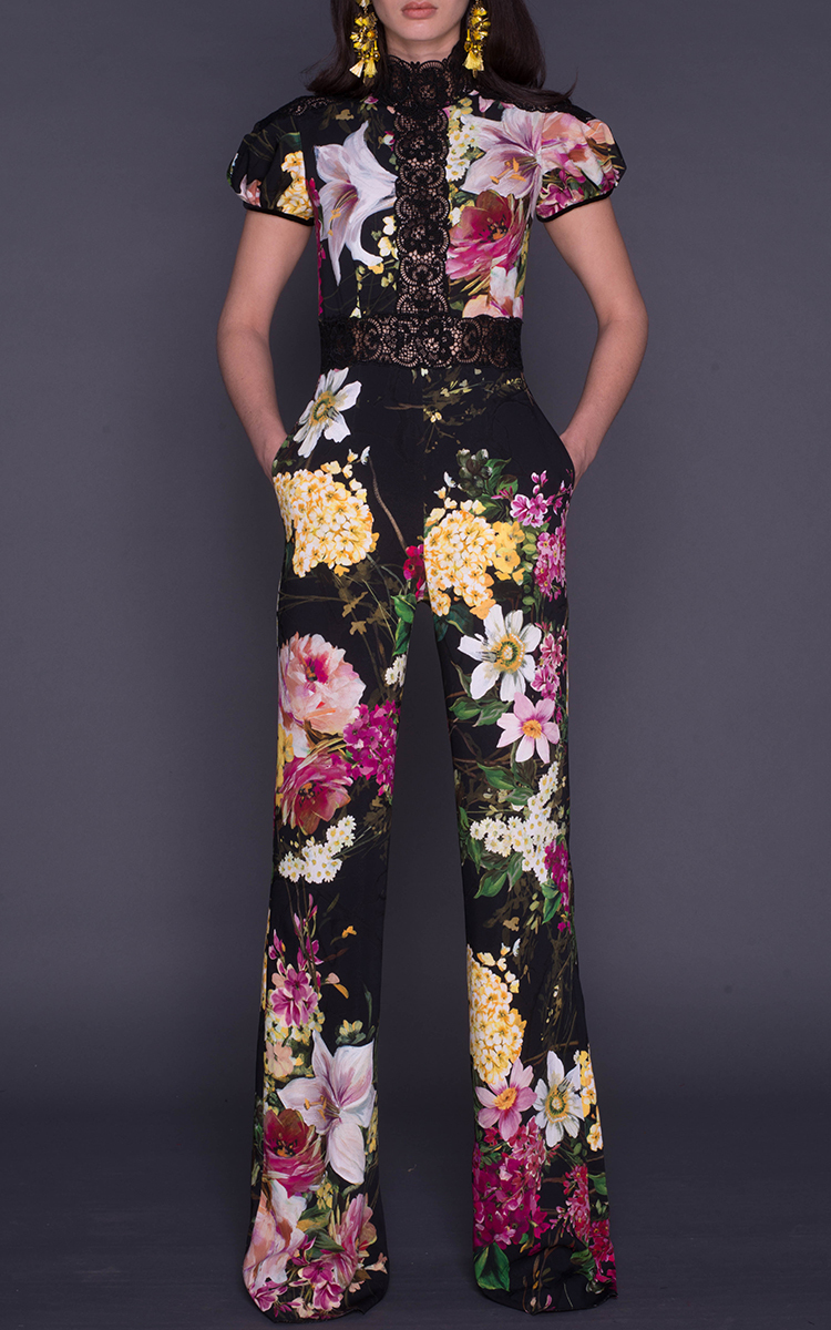 short sleeve floral jumpsuit