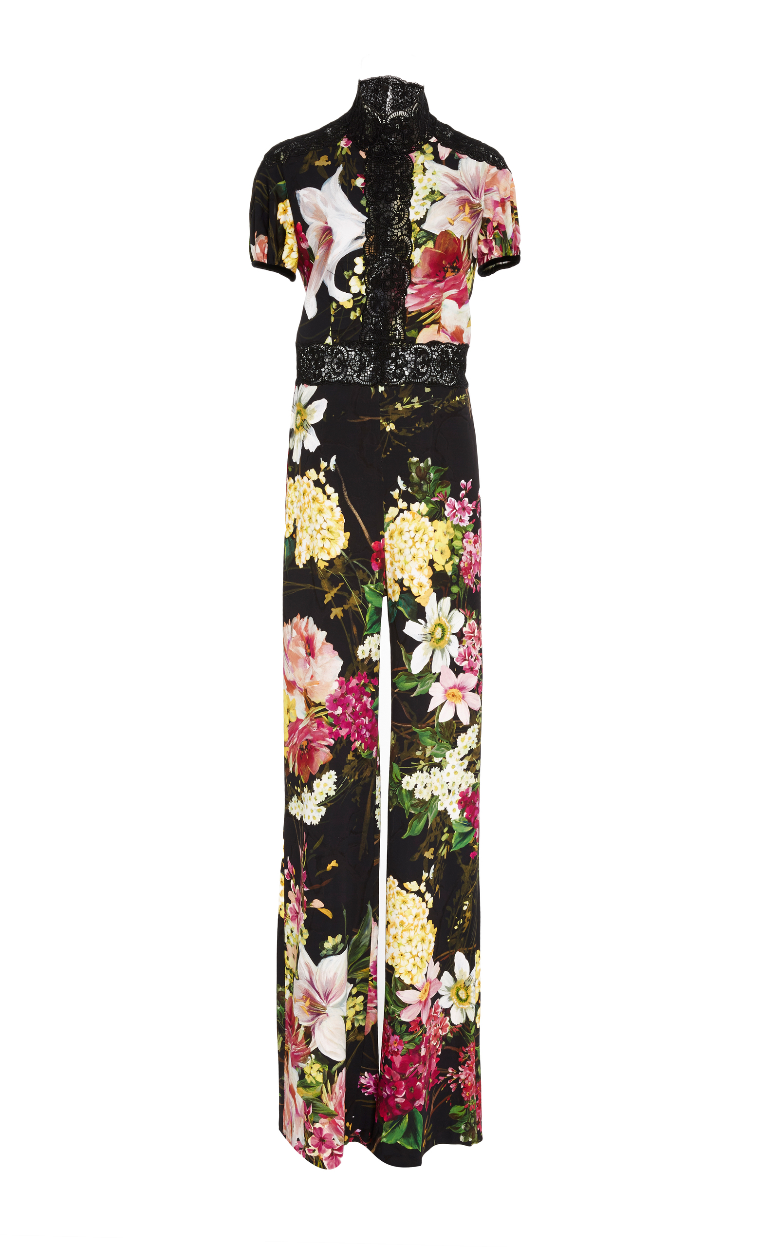 short sleeve floral jumpsuit