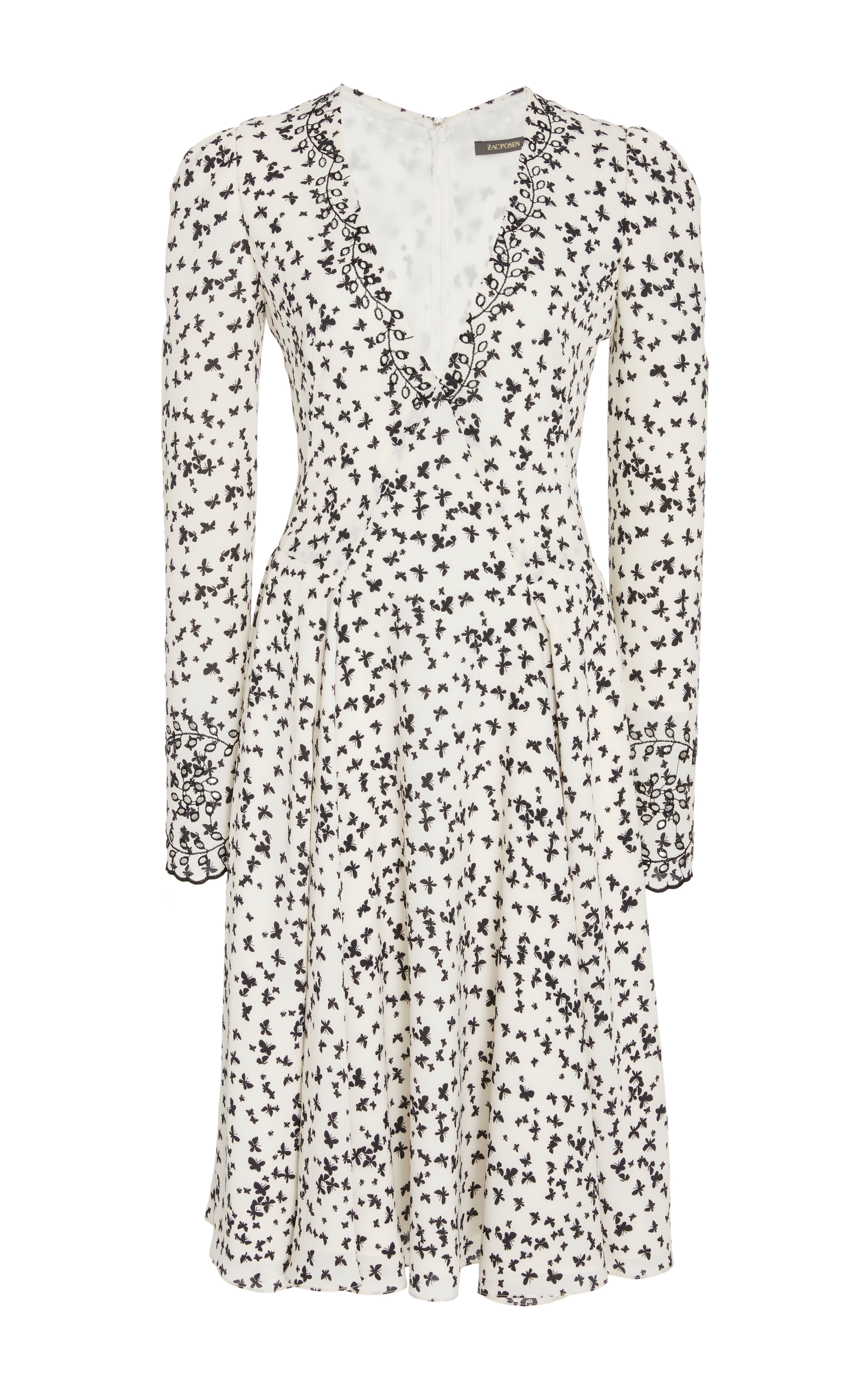 Butterfly Print Crepe V Neck Dress By Zac Posen Moda Operandi