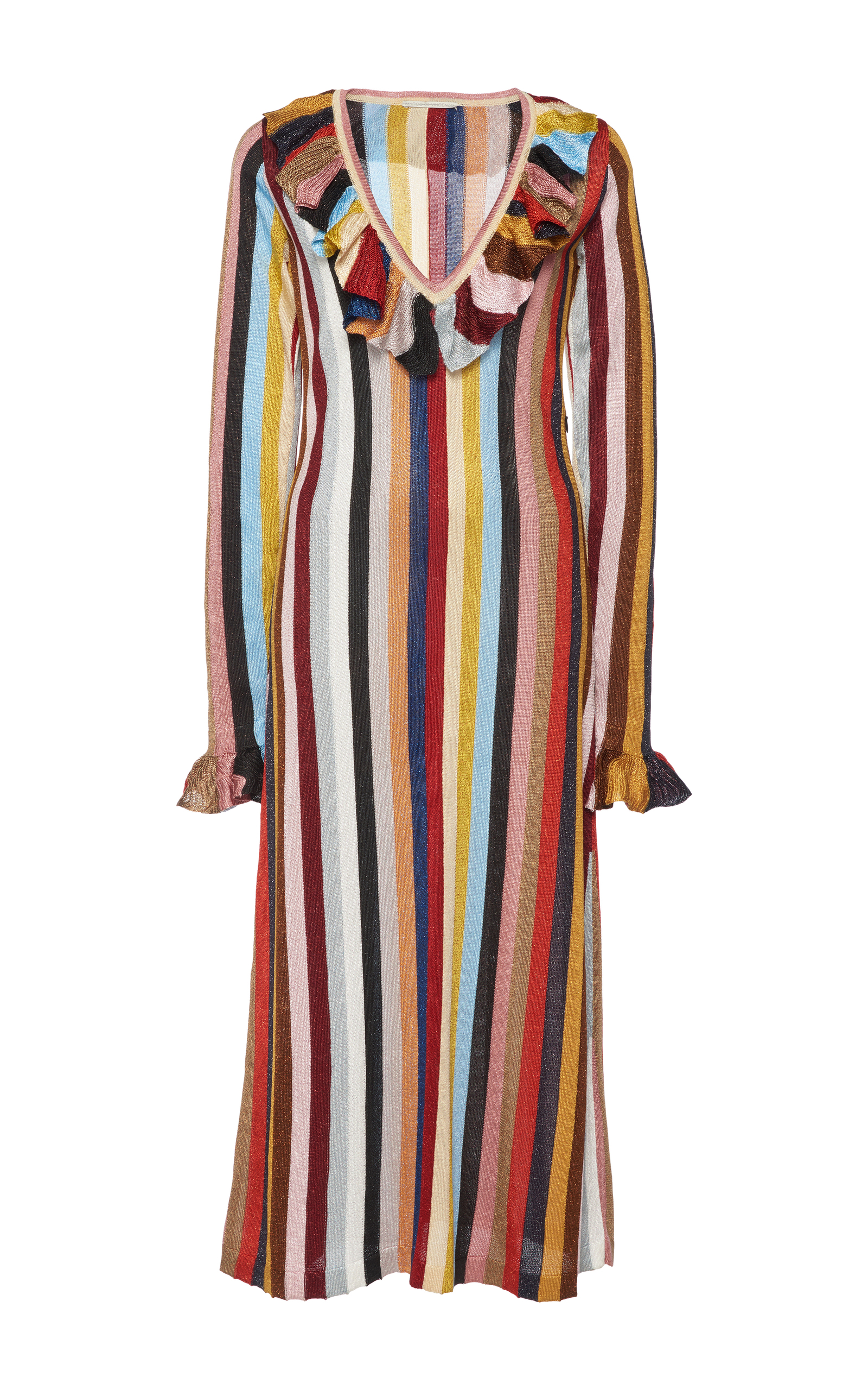 Ruffled Striped Dress by Marco de Vincenzo | Moda Operandi