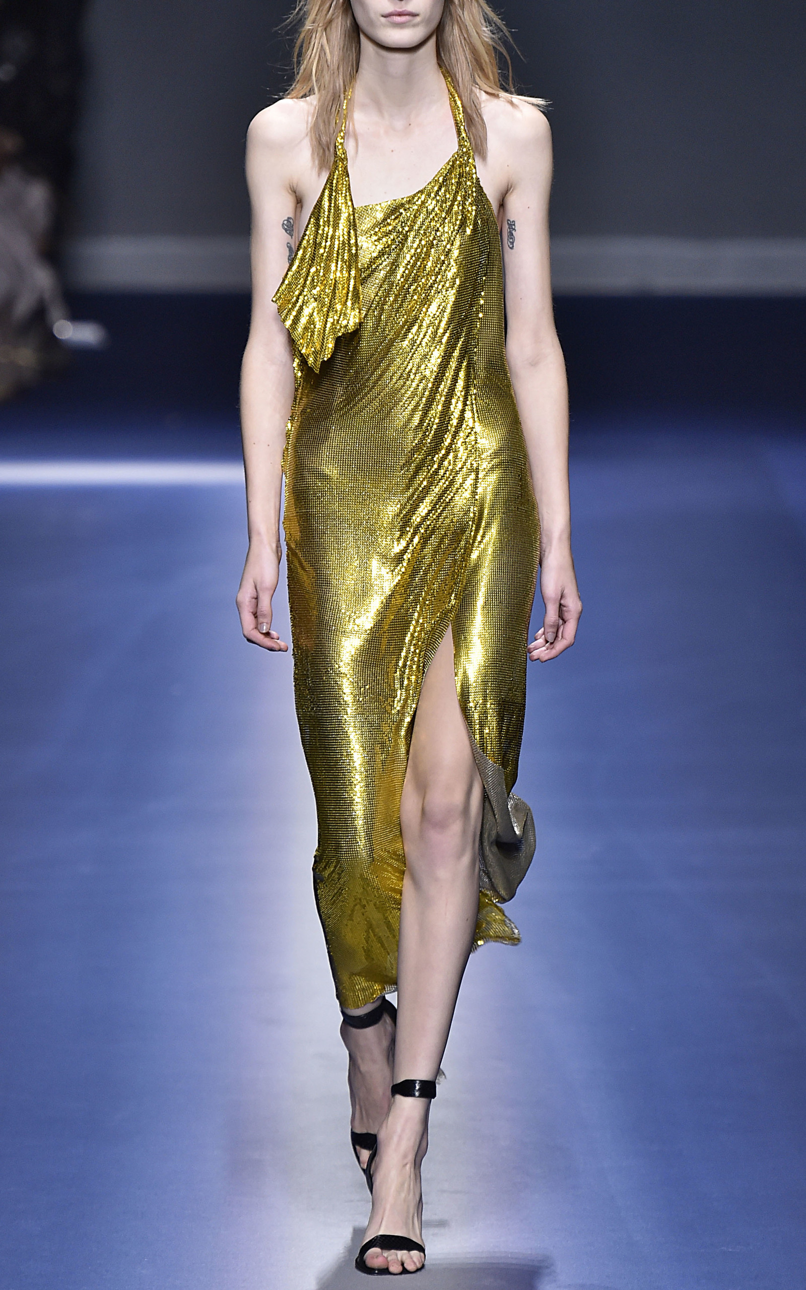 gold metal mesh dress