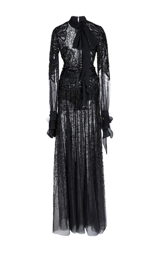 Bead Embroidered Long Sleeve Gown by Elie Saab | Moda Operandi