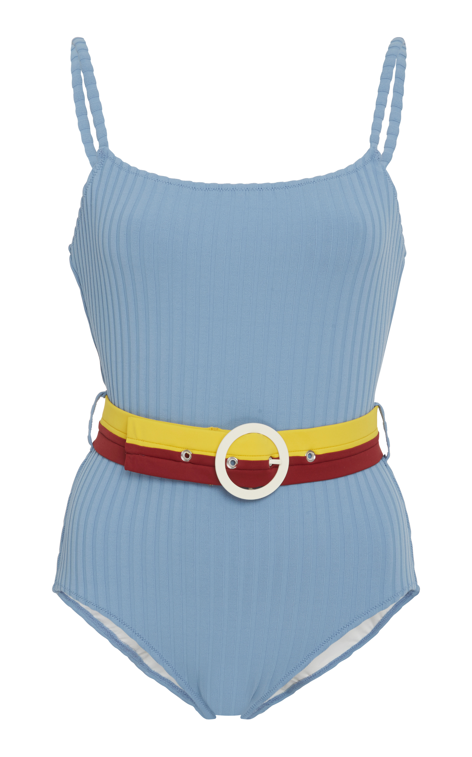 solid and striped belted one piece