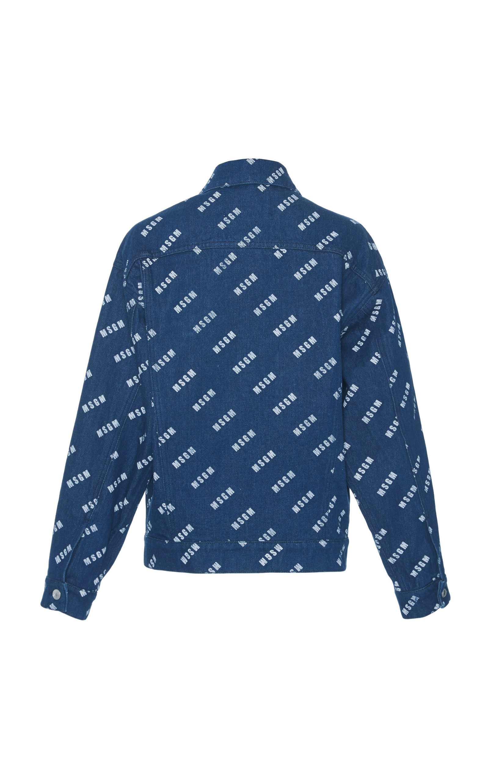 Allover Printed Logo Denim Jacket By Msgm Moda Operandi