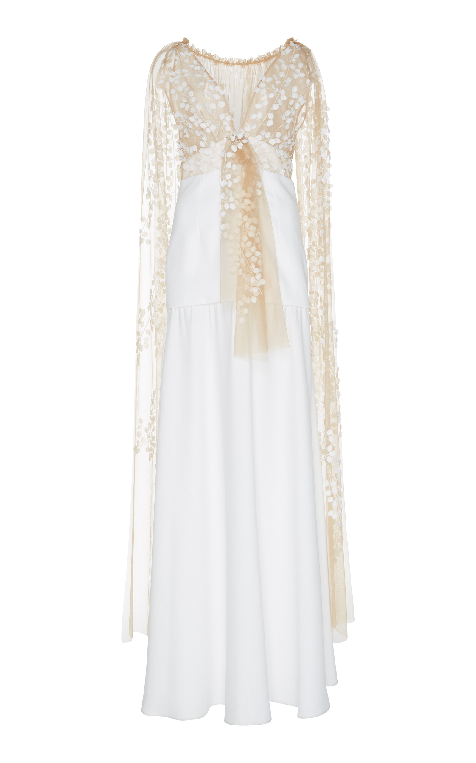 embellished cape maxi dress