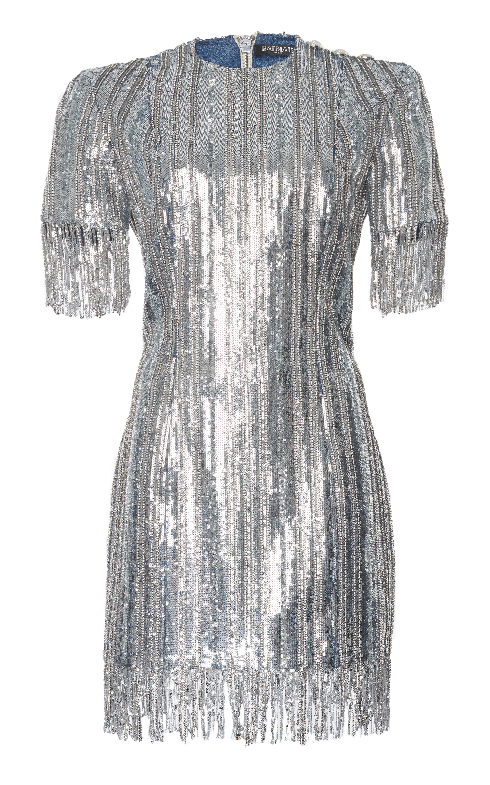 balmain fringe dress