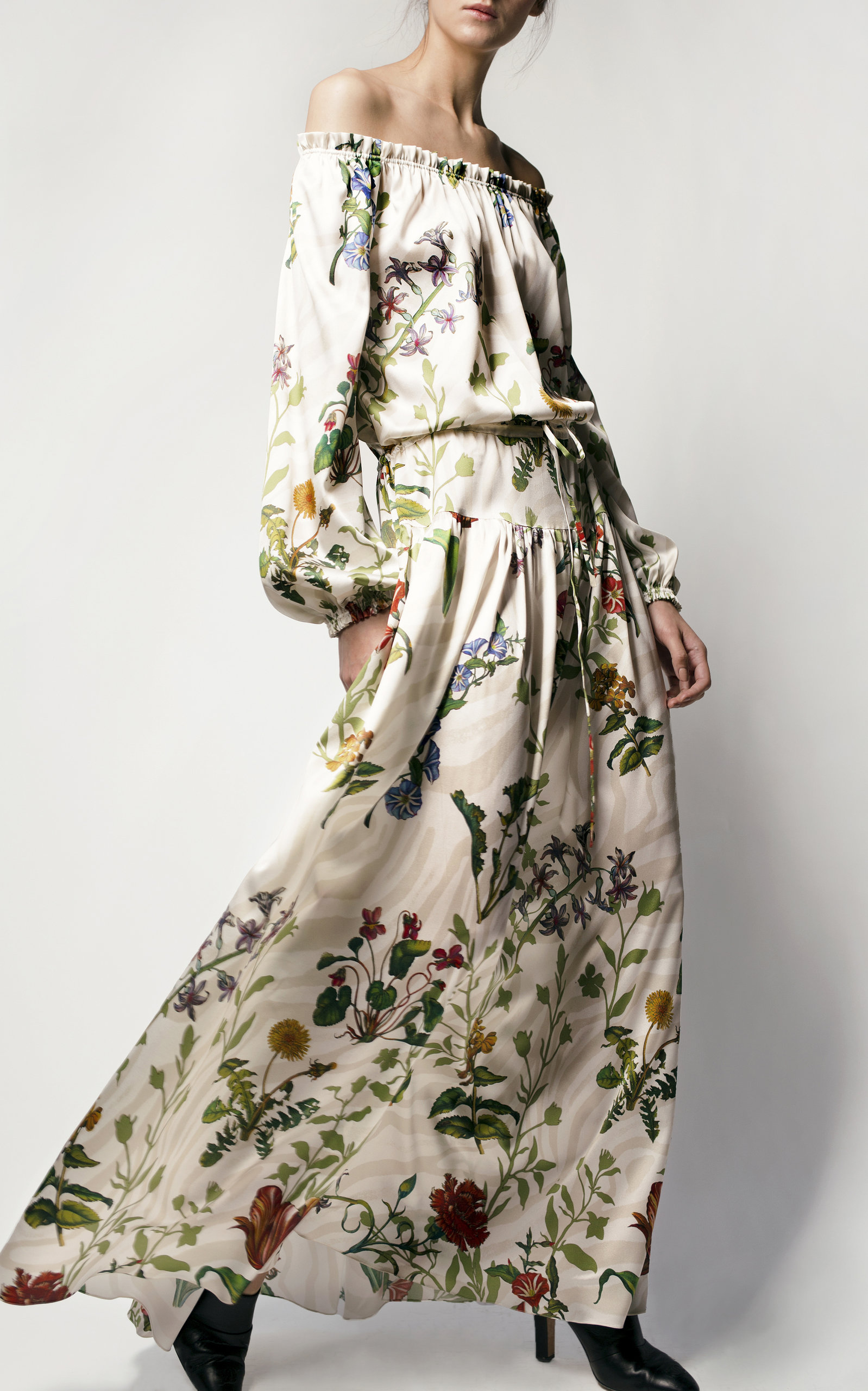 satin floral maxi dress