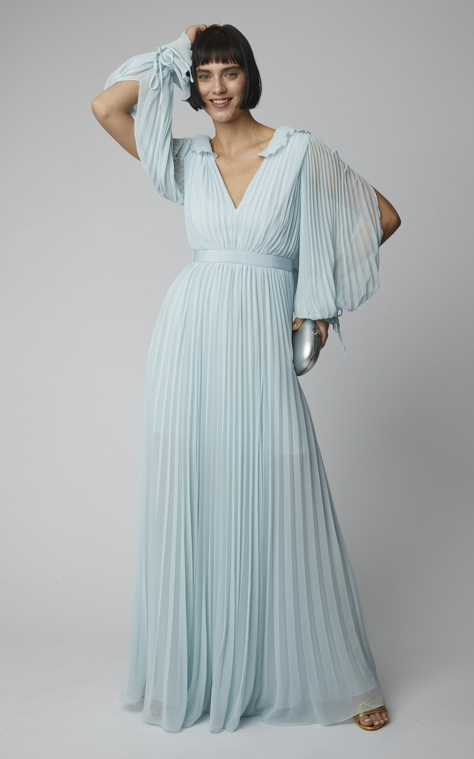 self portrait pleated chiffon dress