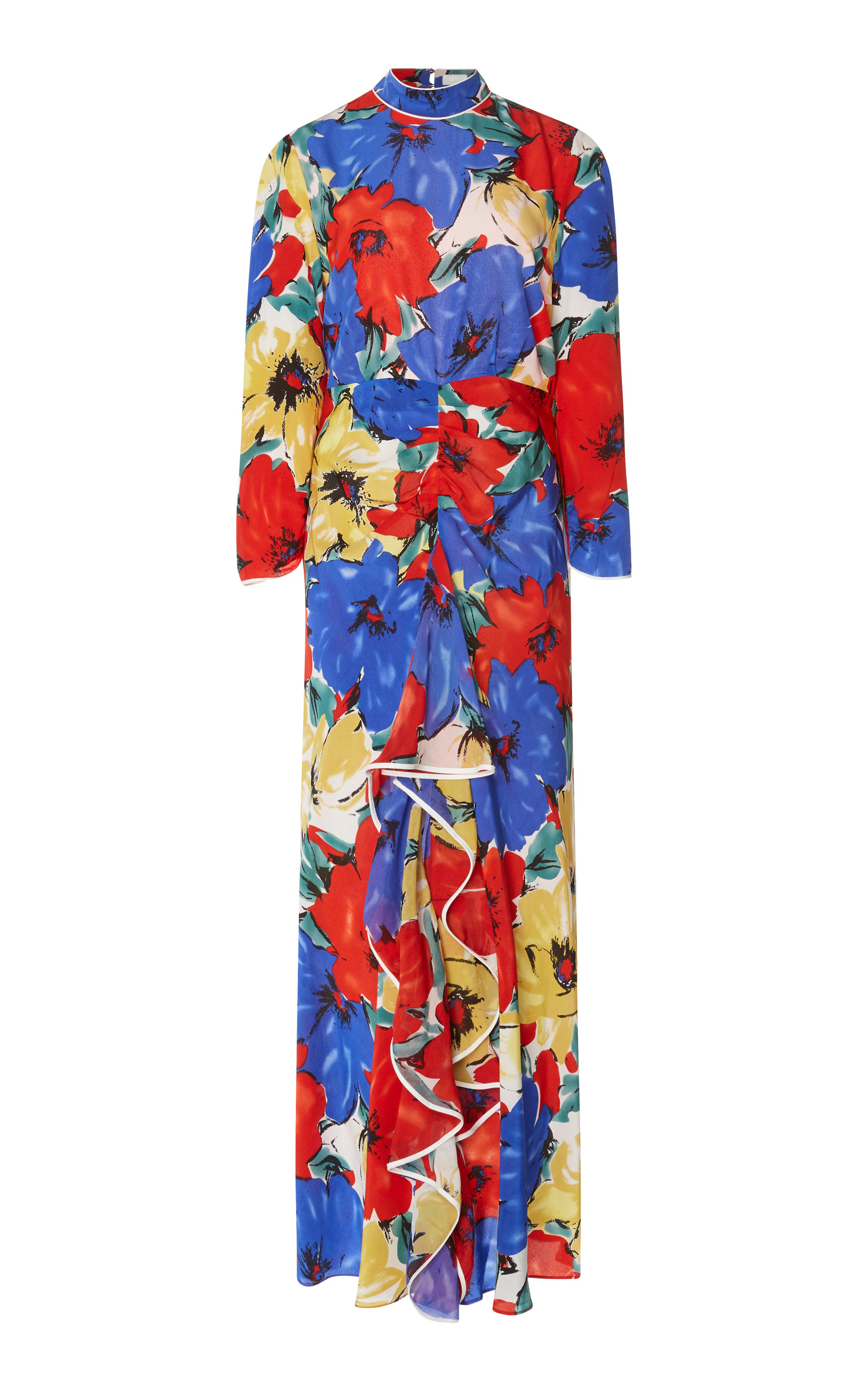 lucy print fluted midi dress