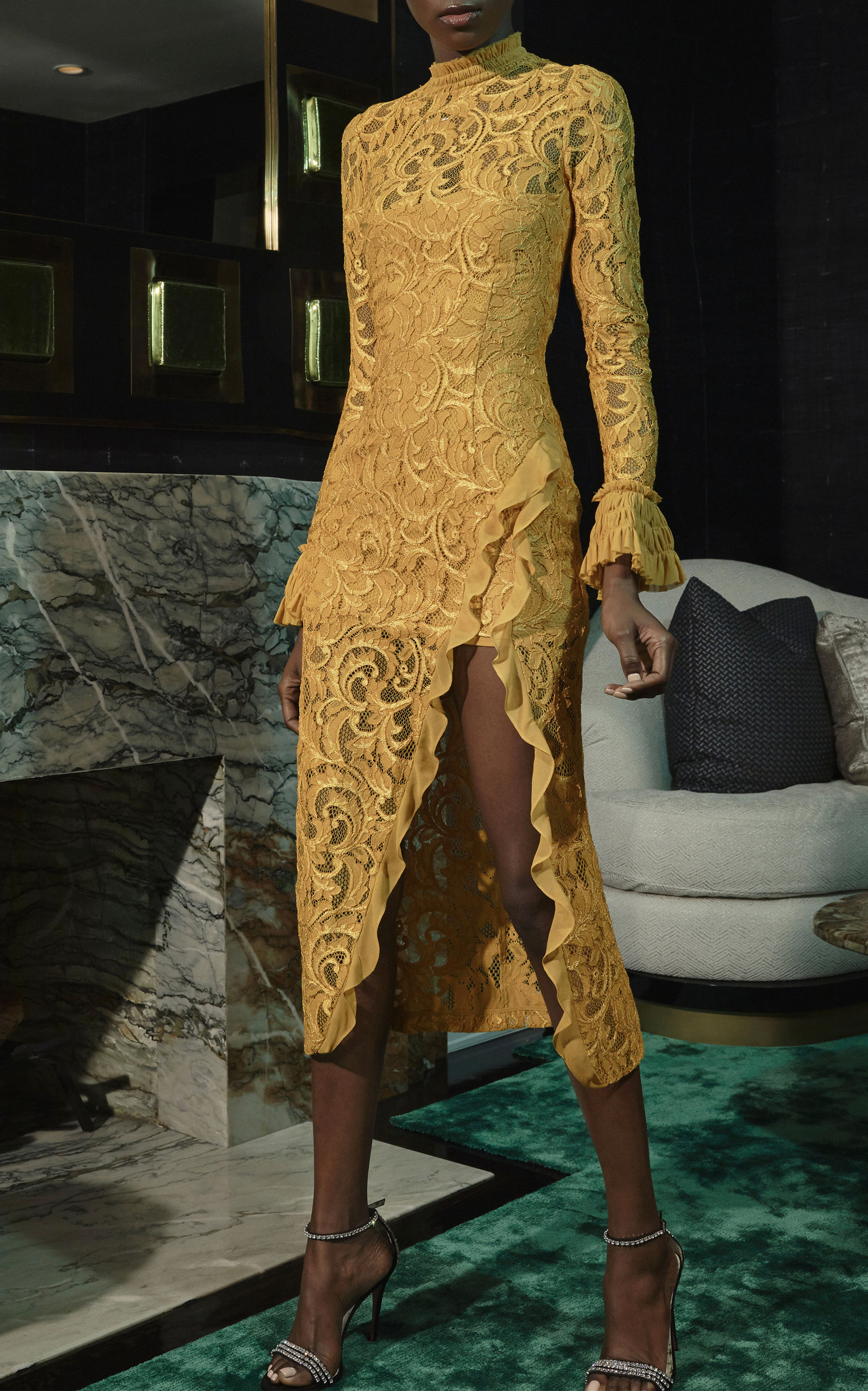 alexis fala lace midi dress