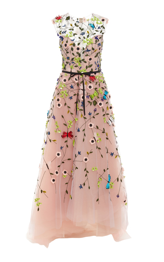 Embroidered Jewel Illusion High Low Gown by Monique | Moda Operandi