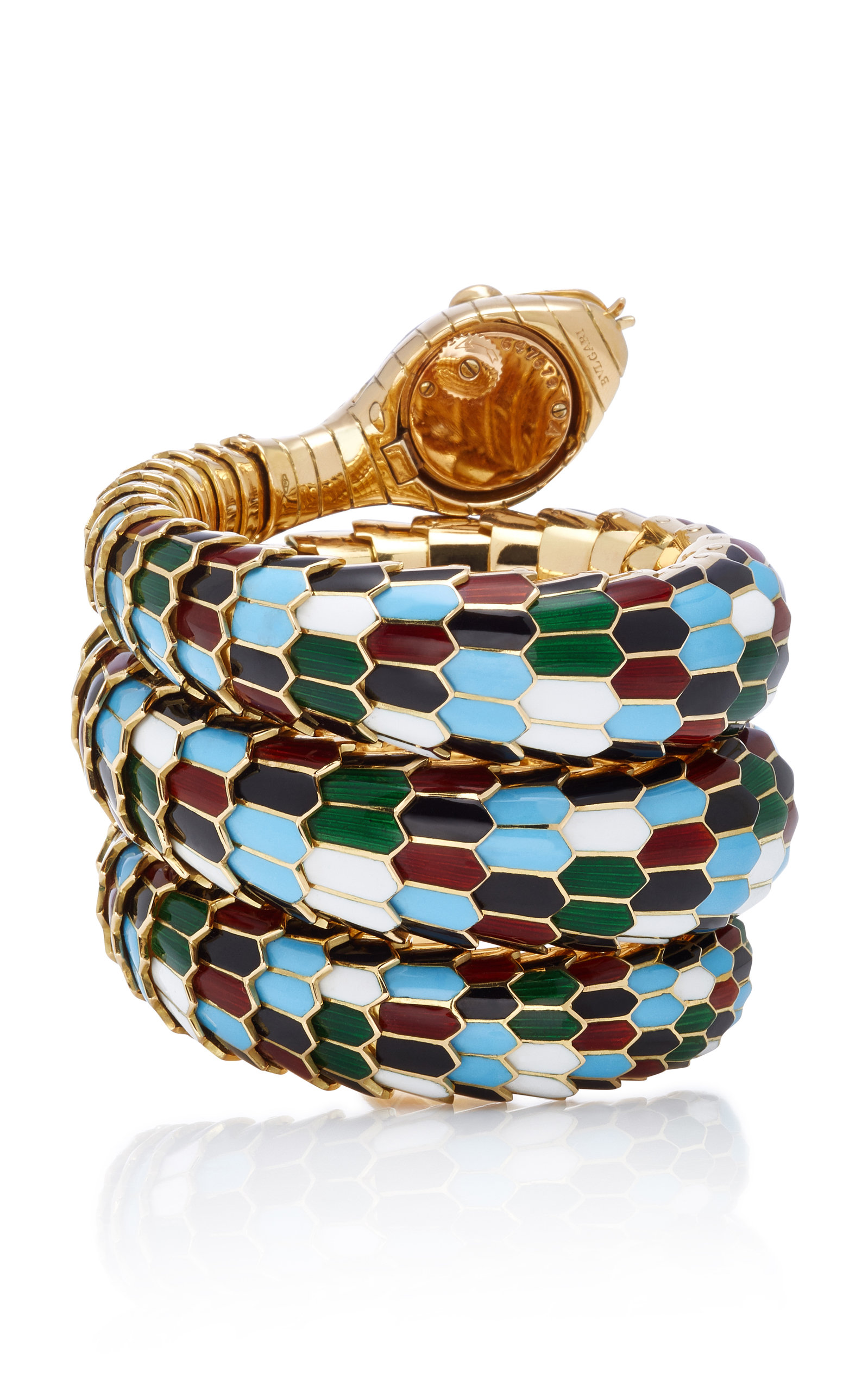 bulgari enamel snake bracelet watch