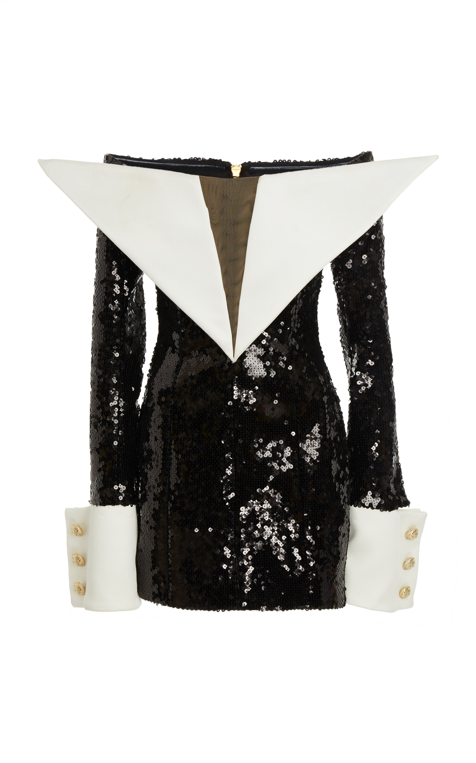 balmain black sequin dress