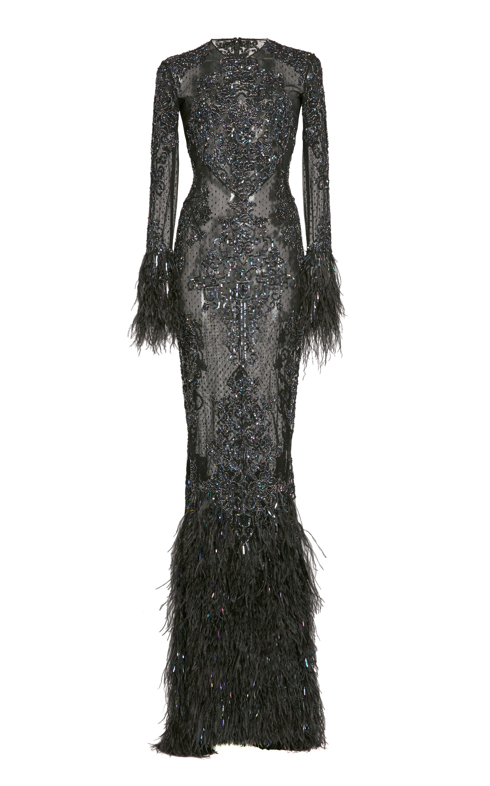 feather dress gown