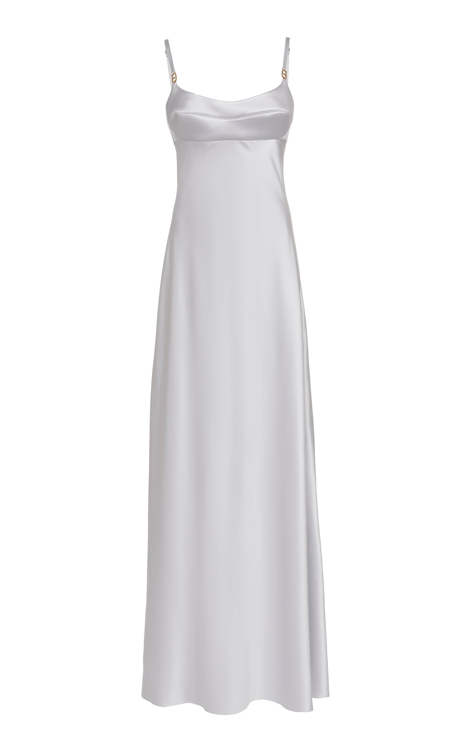 silver slip gown