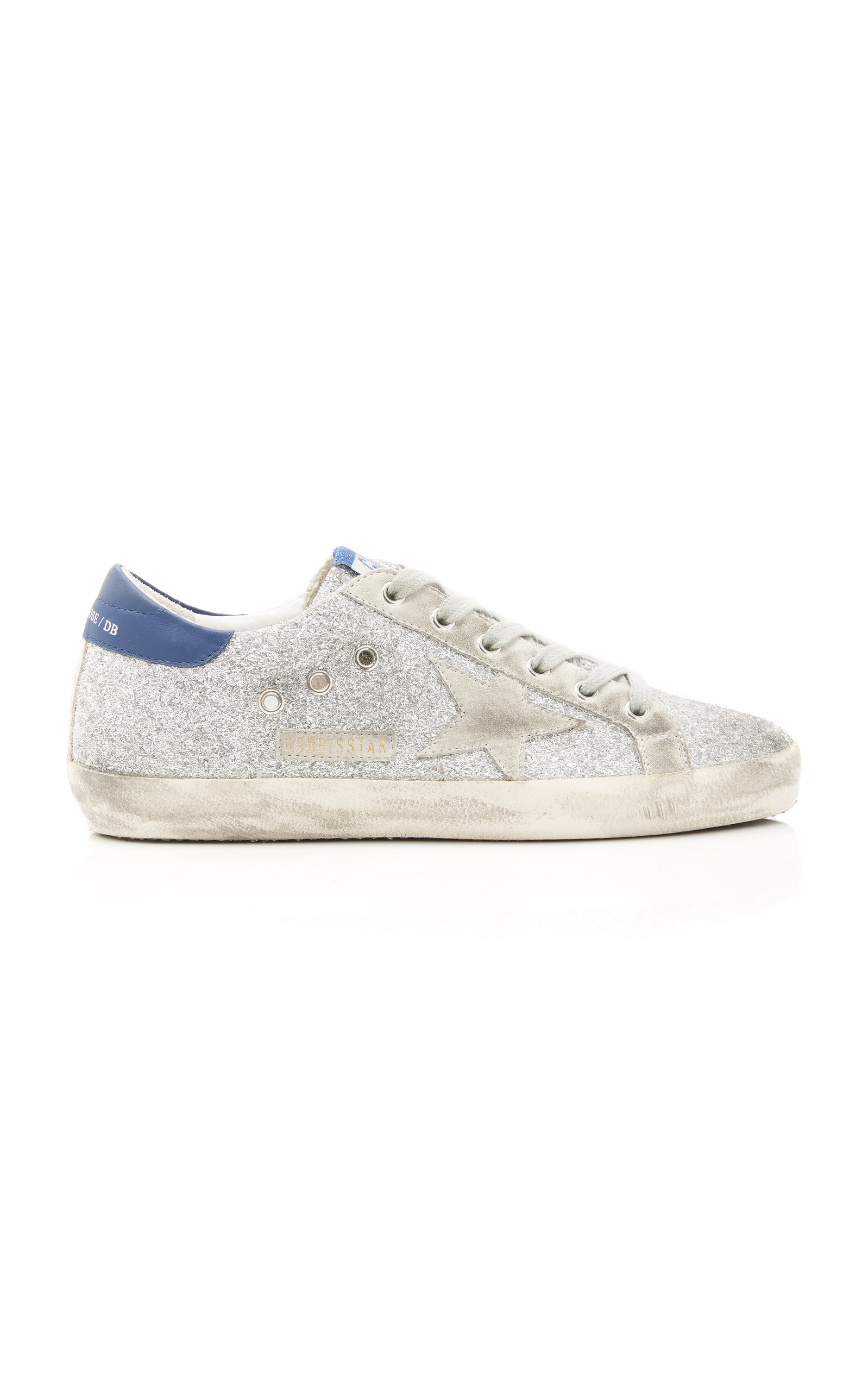 golden goose superstar glittered distressed leather sneakers