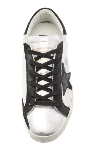 Superstar Distressed Two-Tone Leather And Suede Sneakers展示图