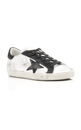 Superstar Distressed Two-Tone Leather And Suede Sneakers展示图