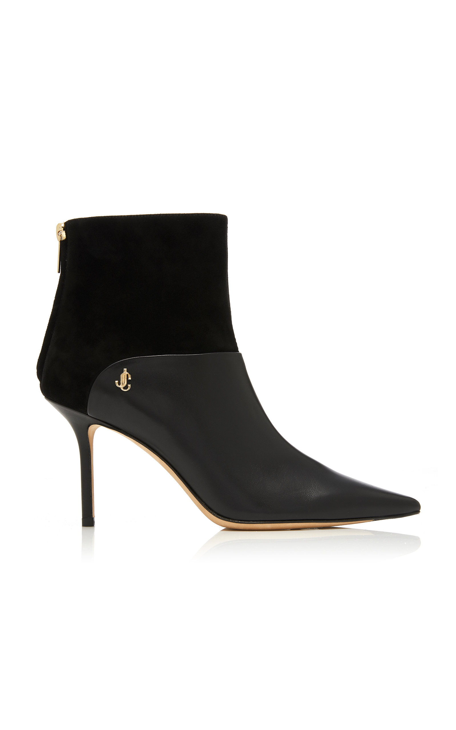 Beyla Suede-Paneled Leather Ankle Boots 
