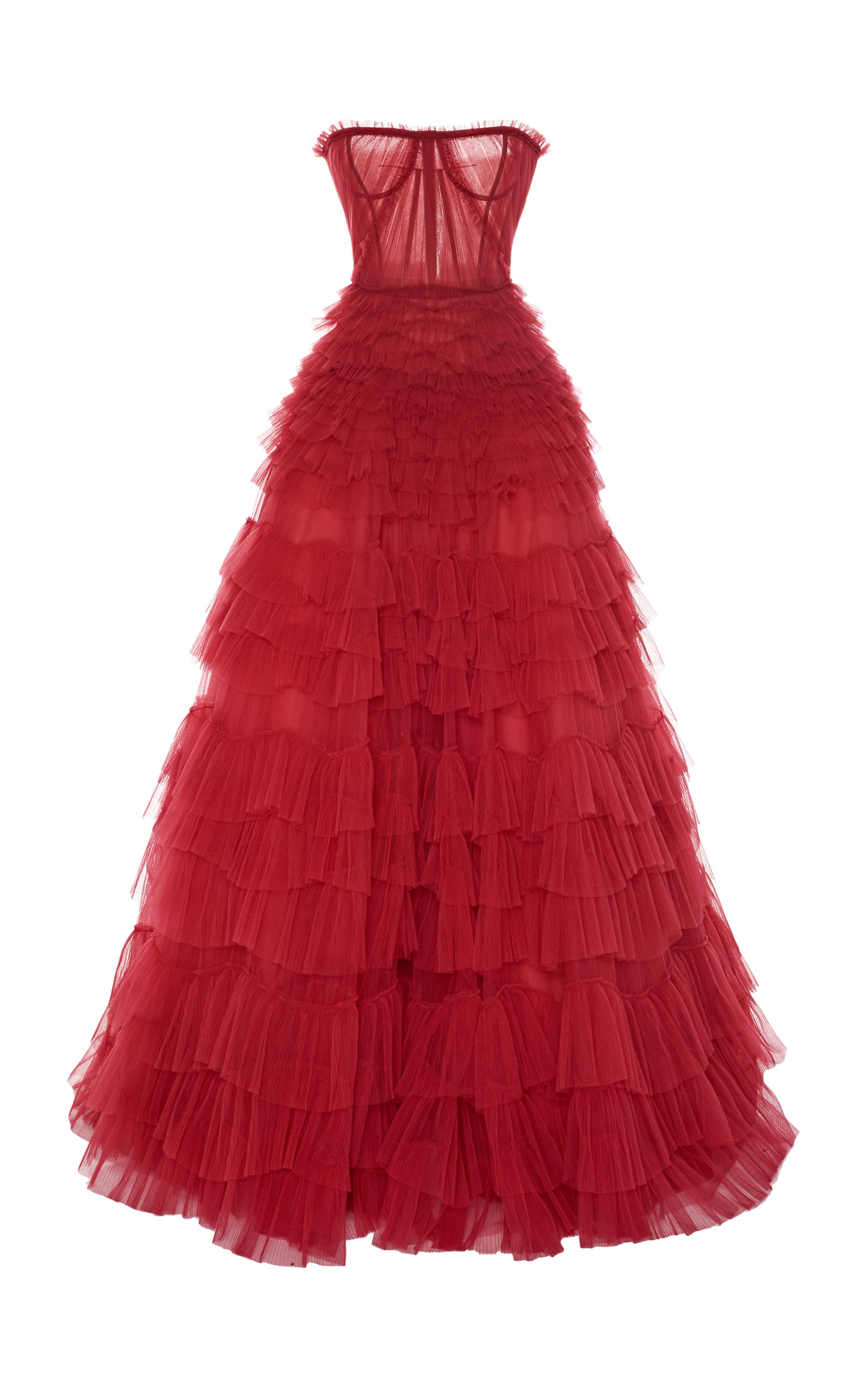 red ruffle tulle dress