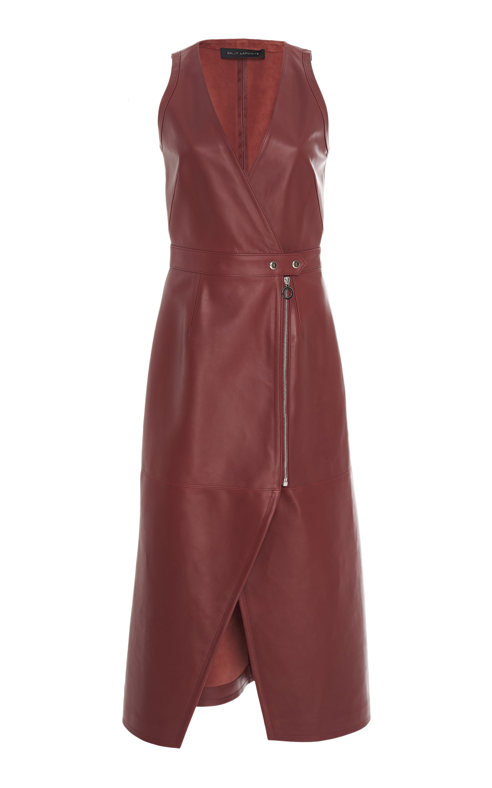 Zip-Detailed Leather Wrap Midi Dress by Sally LaPointe | Moda Operandi