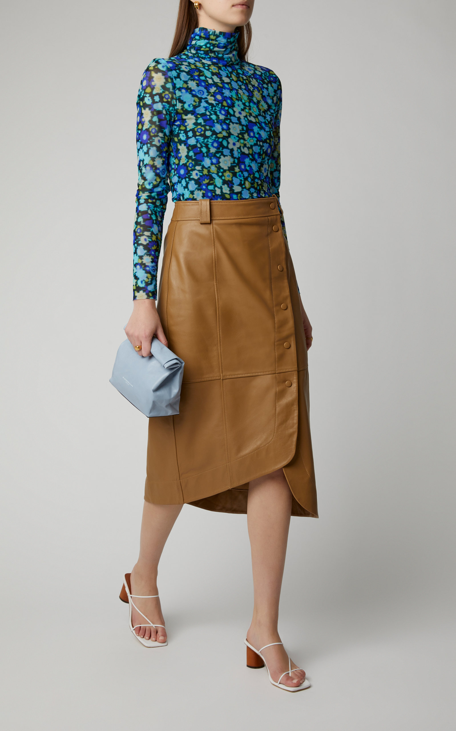 ganni leather wrap skirt